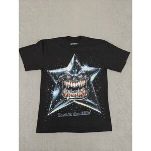 Lost in the Hills Shirt Mens Medium Black Graphic Star Teeth Streetwear USA